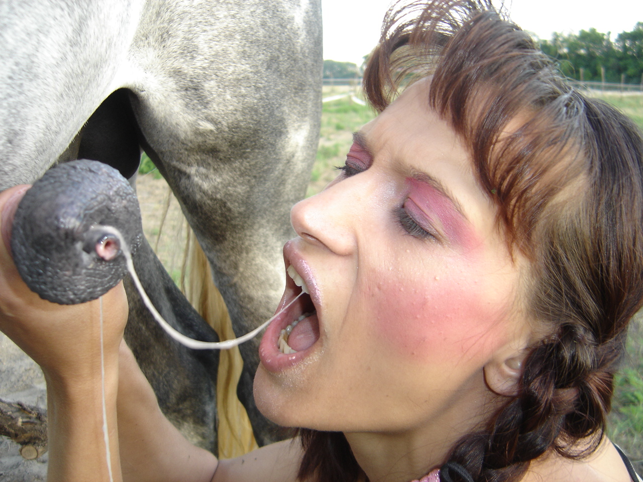 Horse cumming inside women